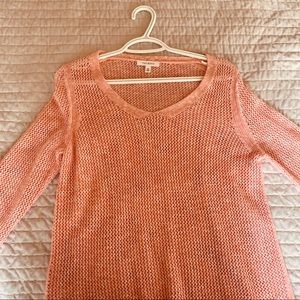 Mesh looking pink sweater